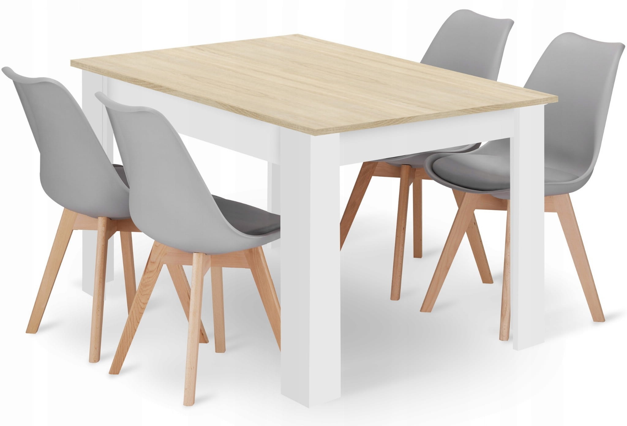 Obdĺžniková stolová súprava 120x80cm dub Sonoma + 4 stoličky MARK sivé