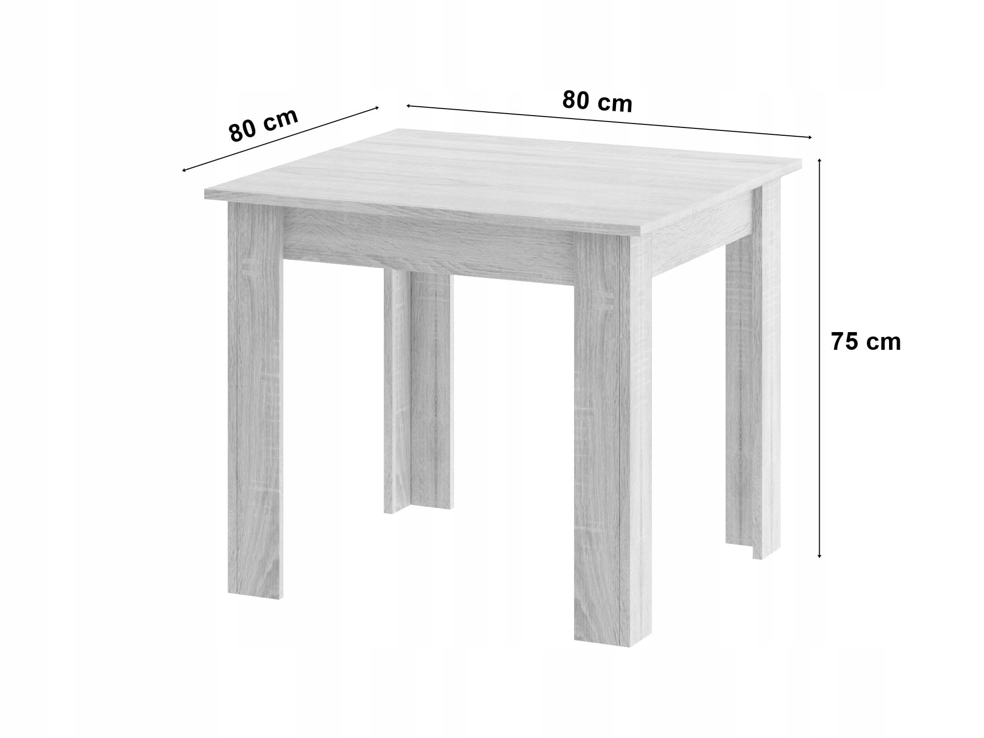 Stôl Artisan NP 80x80, čierne nohy