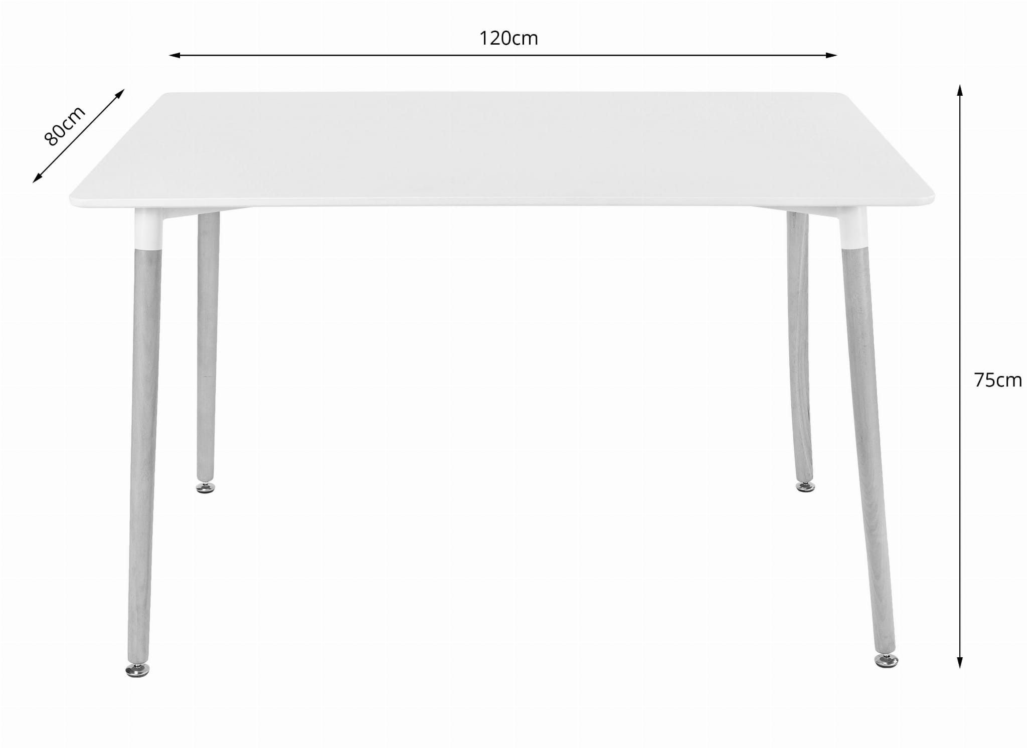 Stôl ADRIA 120 cm x 80 cm - čierny / prírodné nohy
