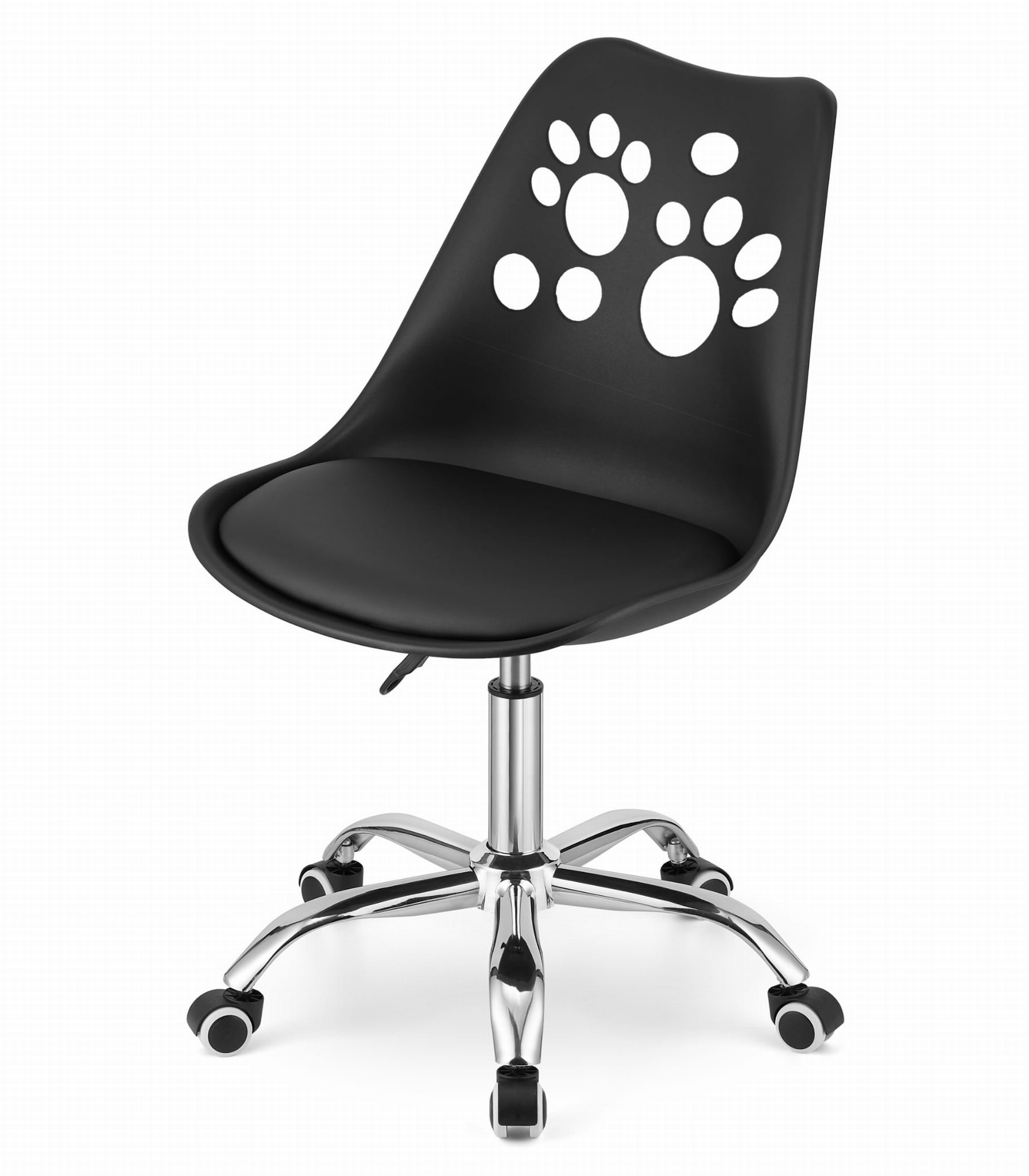 Otočná stolička PRINT - čierna / chrómová podnož