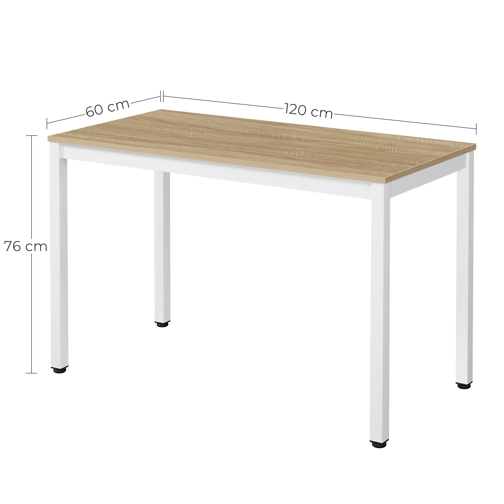 Stôl TESSA 120 cm x 60 cm - dub / biele nohy