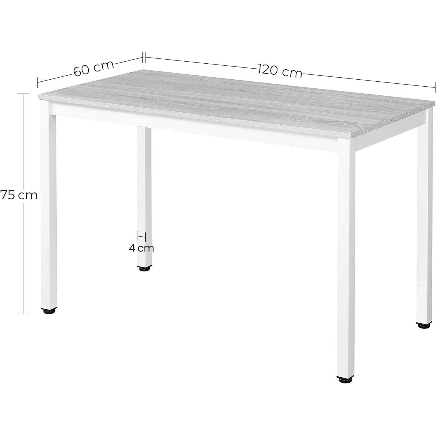 Stôl TESSA 120cm x 60cm - čierny / čierne nohy