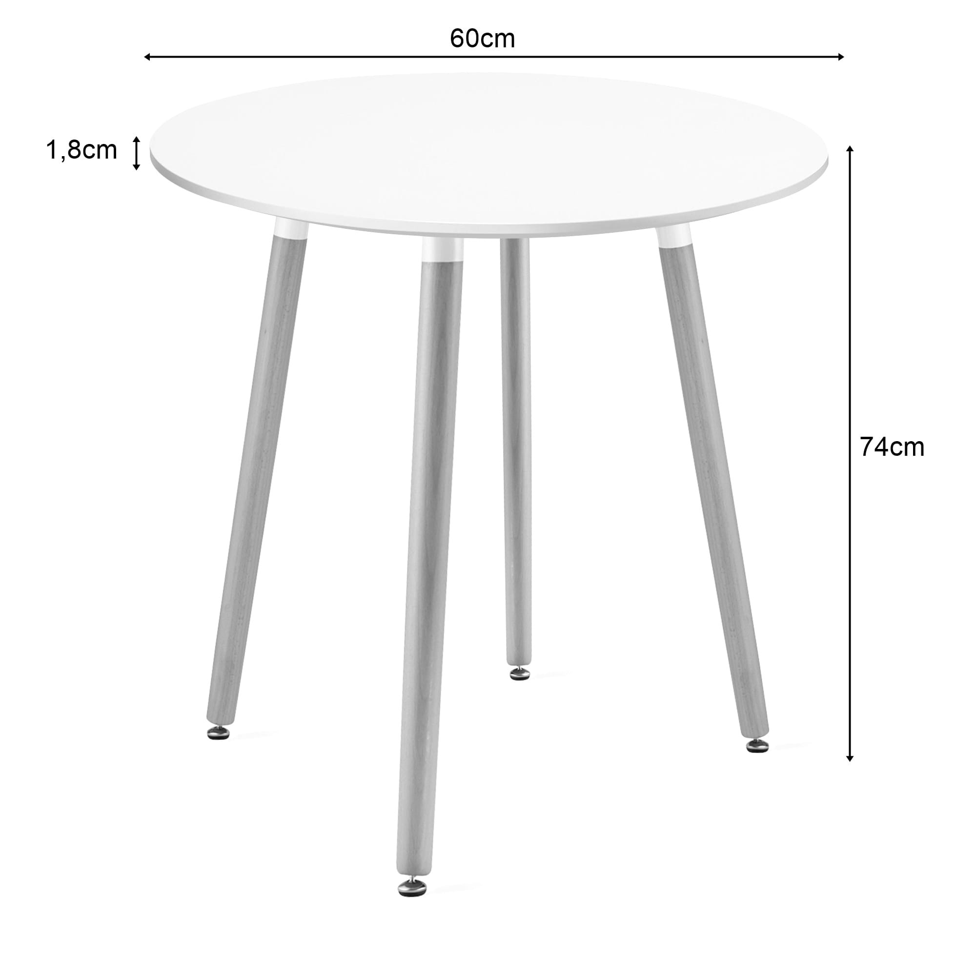 Okrúhly stôl KAMI 60 cm - biely / prírodné nohy