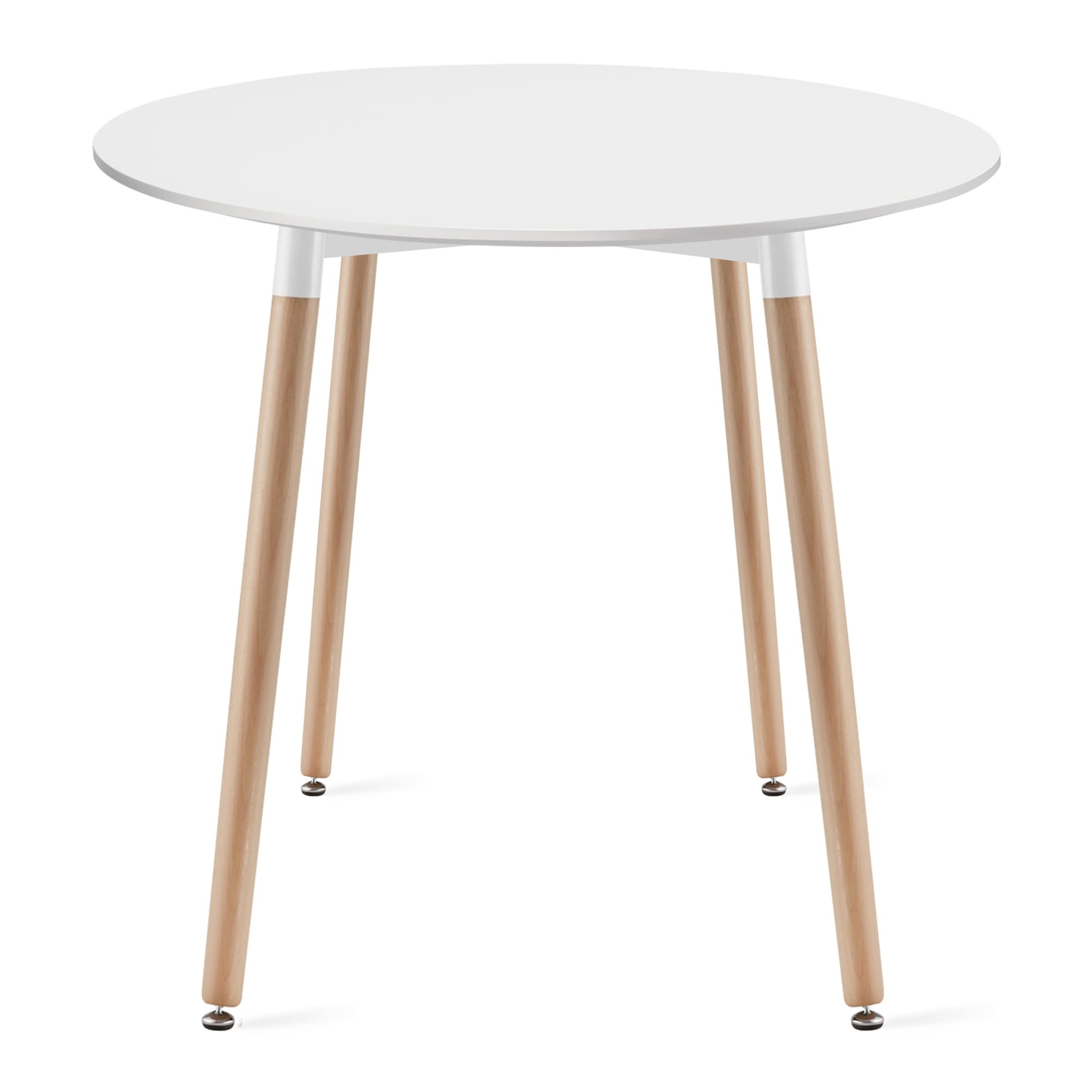 Okrúhly stôl KAMI 80 cm - biely / prírodné nohy