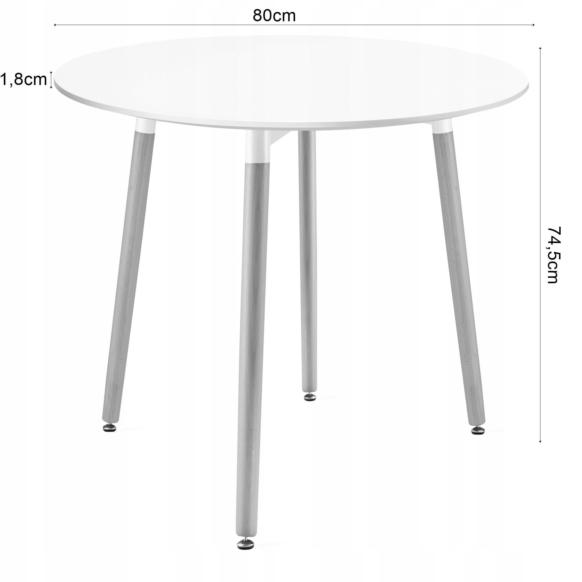 Sada okrúhleho stola KAMI 80cm biely + 4 stoličky MARK sivá