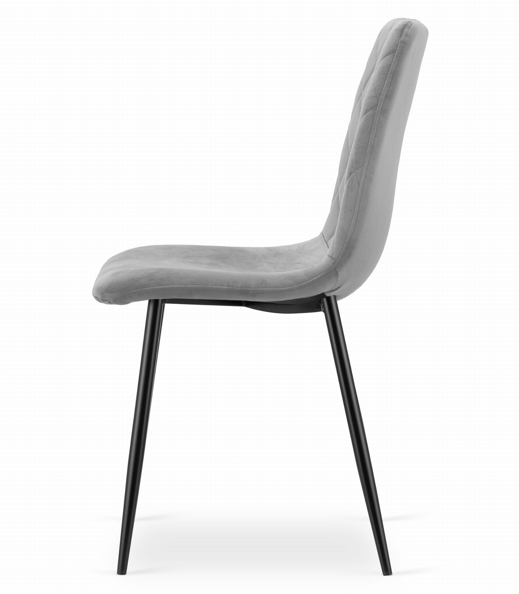 Stolička TURIN - svetlosivý zamat / čierne nohy x 3
