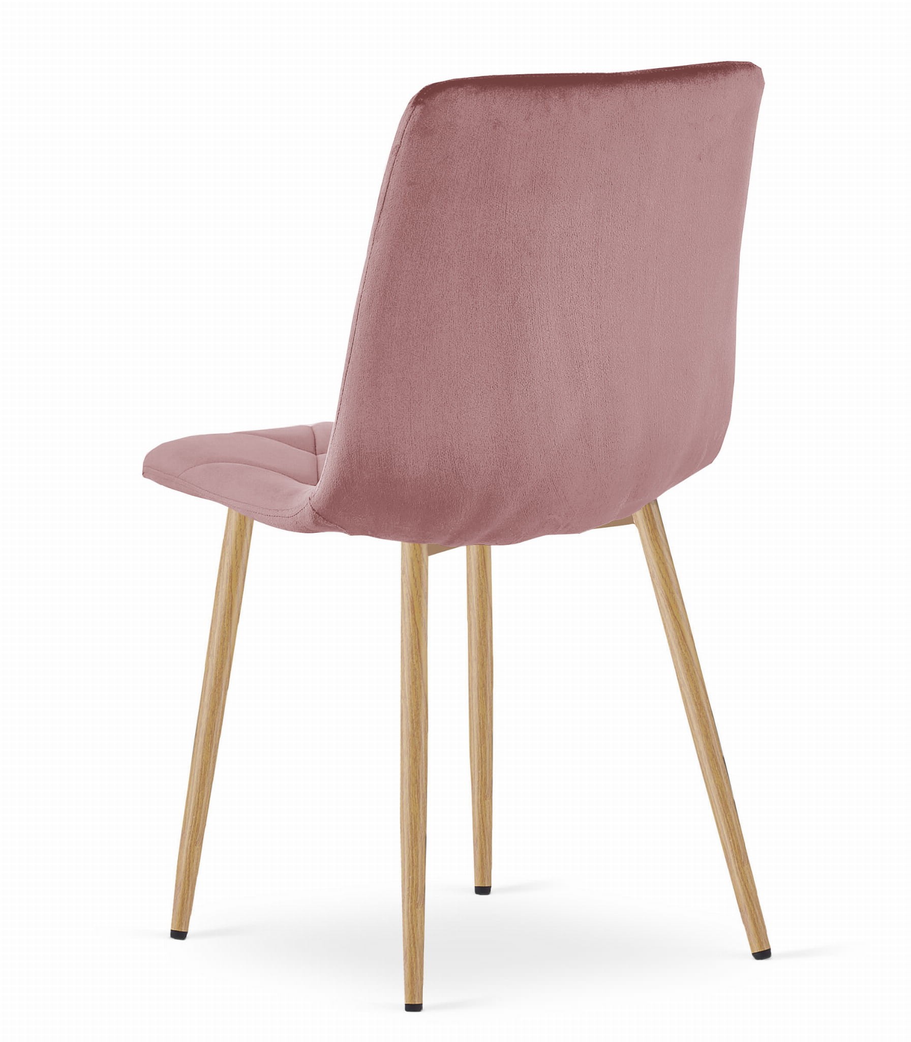 Stolička LIBRA - ružový zamat / nohy farby dreva x 1
