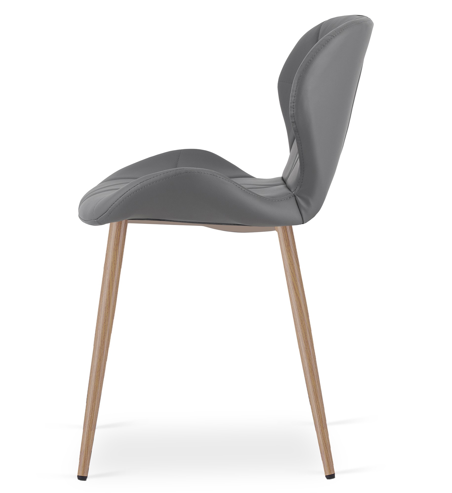 Stolička MANGO - sivá ekokoža / dubové nohy x 2