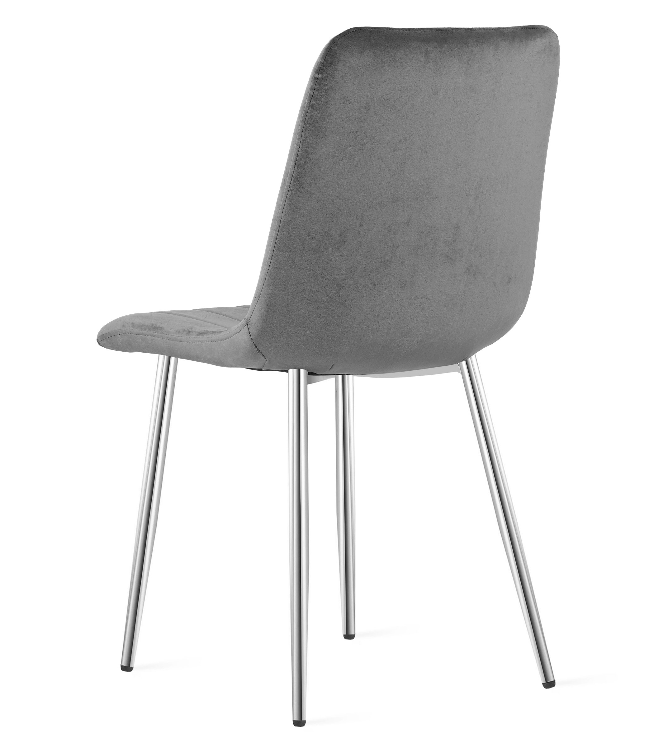 Stolička LAVA - tmavosivý zamat / chrómové nohy x 3