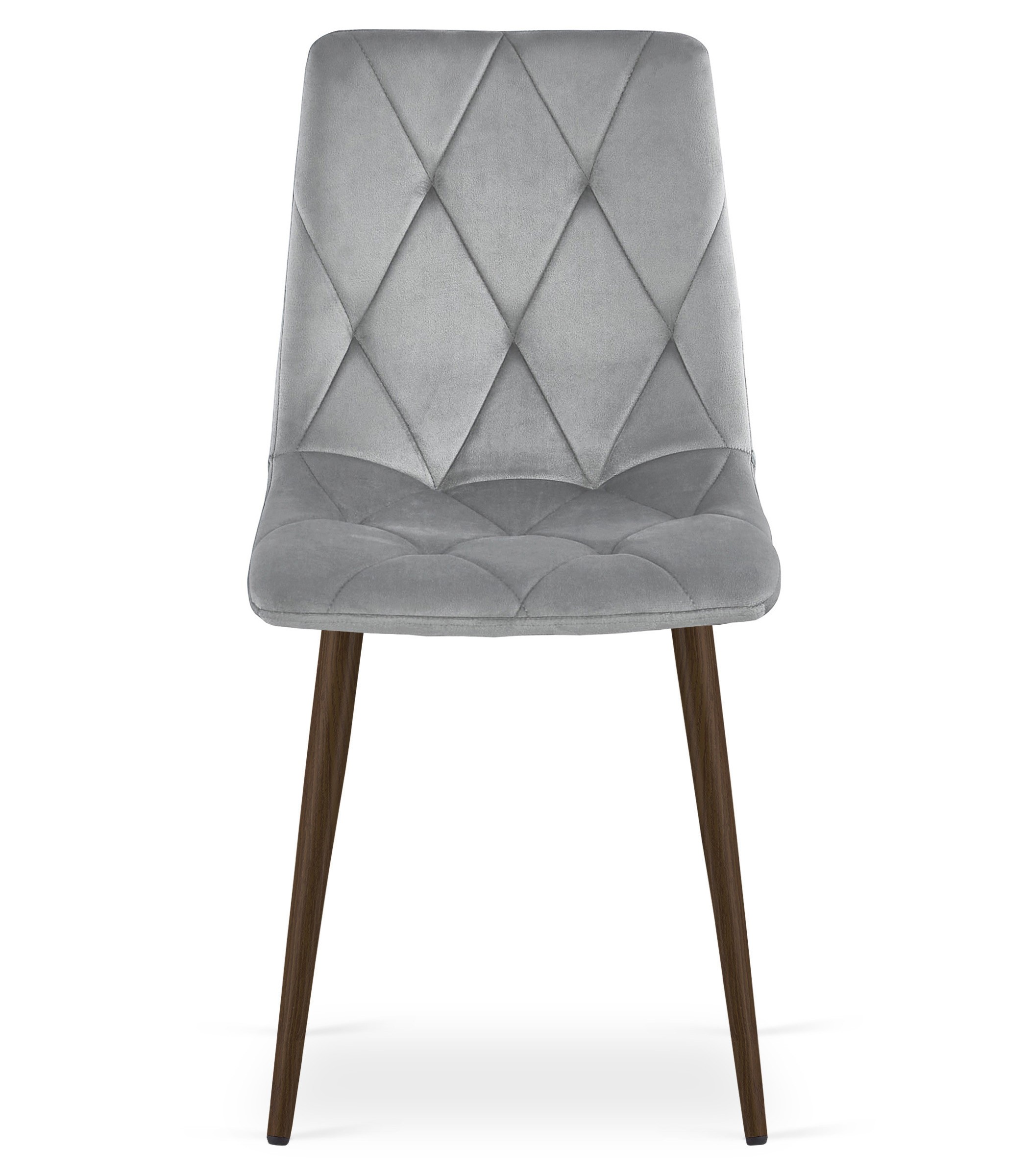 Stolička LIBRA - svetlosivý zamat / nohy z orechového dreva x 3
