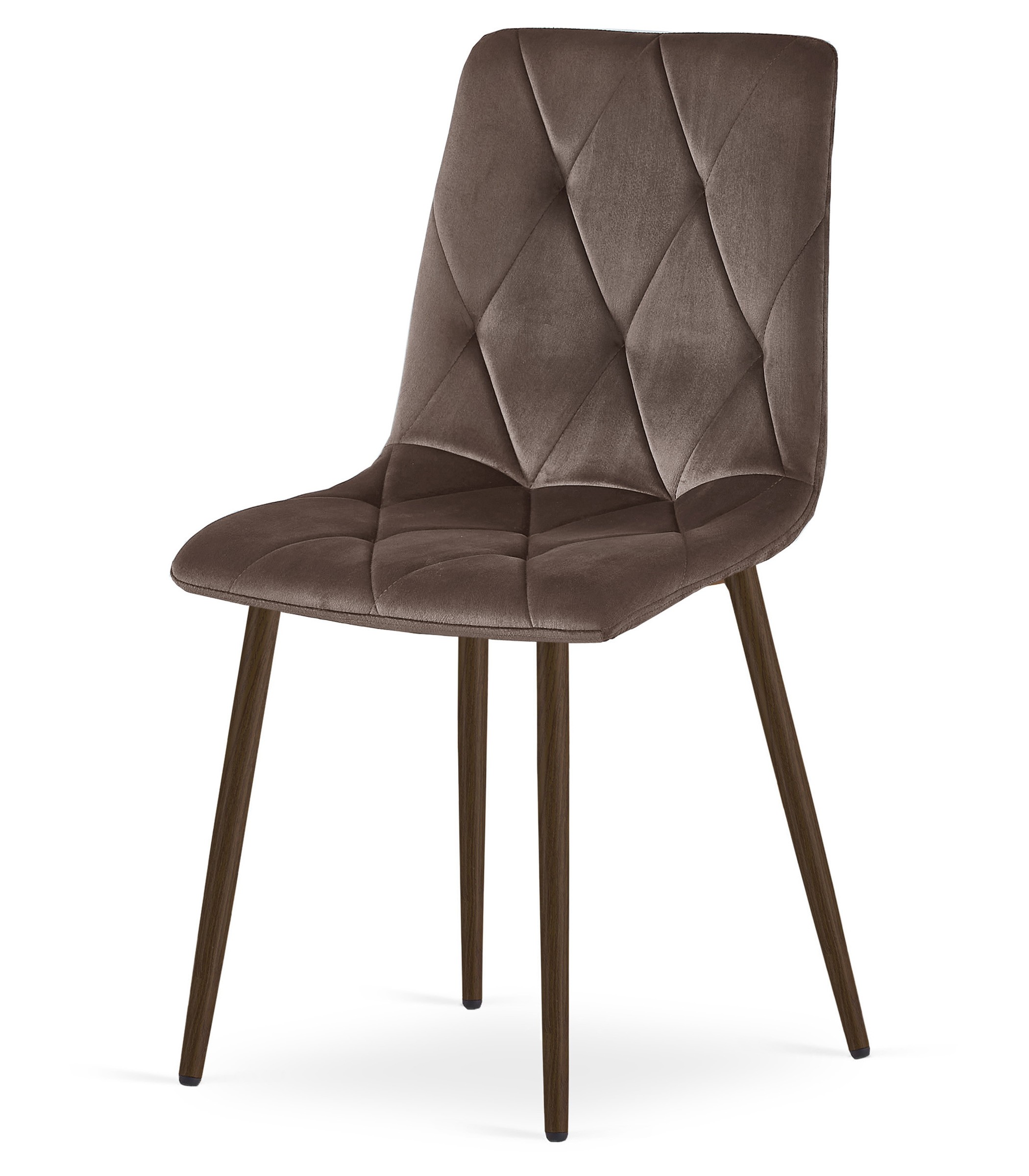 Stolička LIBRA - tmavohnedý zamat / nohy z orechového dreva x 1