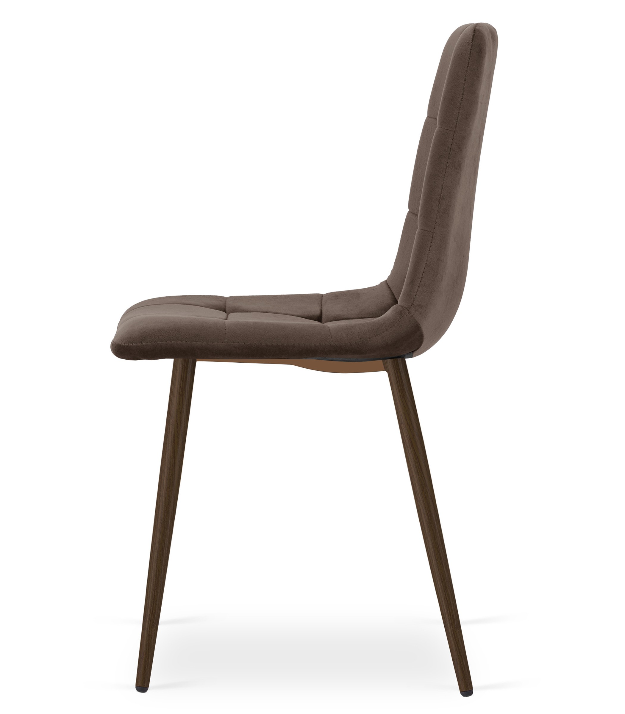 Stolička KARA - tmavohnedý zamat / nohy z orechového dreva x 2