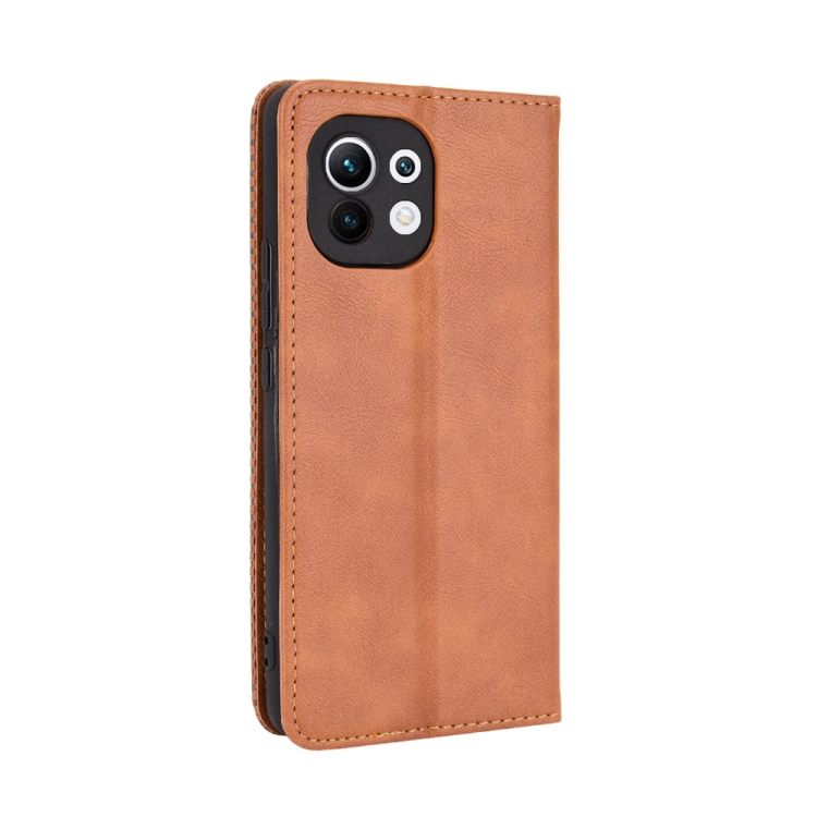 Knižkové puzdro Retro pre Xiaomi Mi 11  - Hnedé