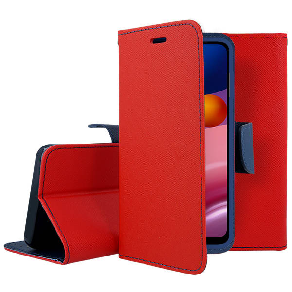 SKLO + PUZDRO 2v1 pre Samsung Galaxy A13 5G / A04s - Knižkové FANCY červené