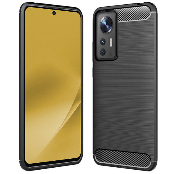 SKLO + PUZDRO 2v1 pre Xiaomi 12 Lite - silikónové CARBON čierne