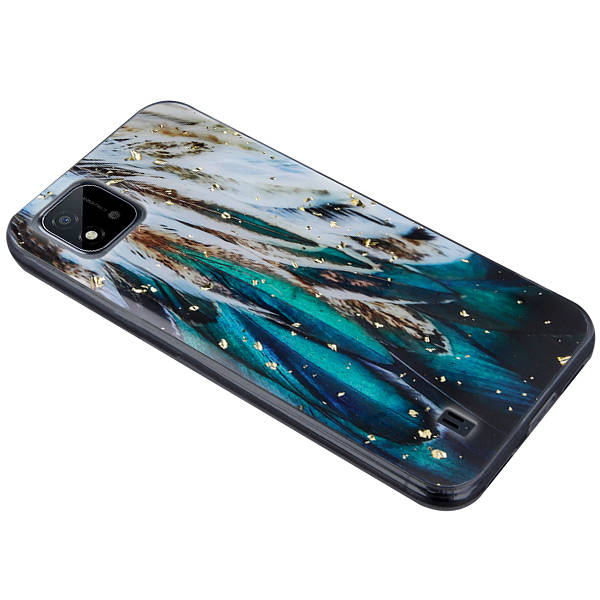 9D SKLO + PUZDRO 2v1 pre Realme C11 2021 - Silikónové GLAM feathers