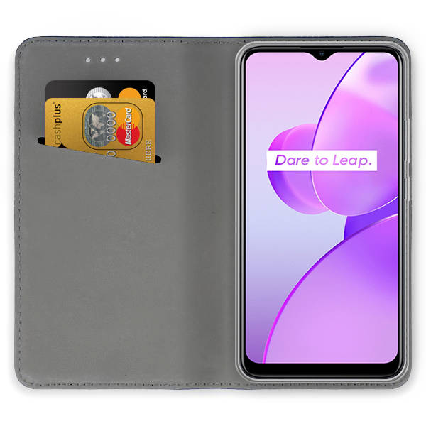 9D SKLO + PUZDRO 2v1 pre Realme C31 - Knižkové Smart MAGNET bordové