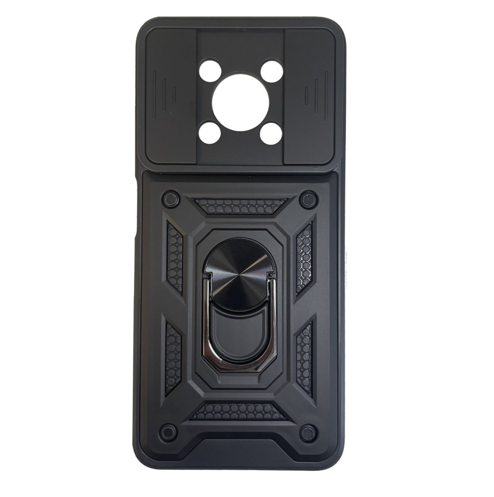 9D SKLO + PUZDRO 2v1 pre Huawei Nova Y90 - Tvrdené Armor Ring SLIDE čierne