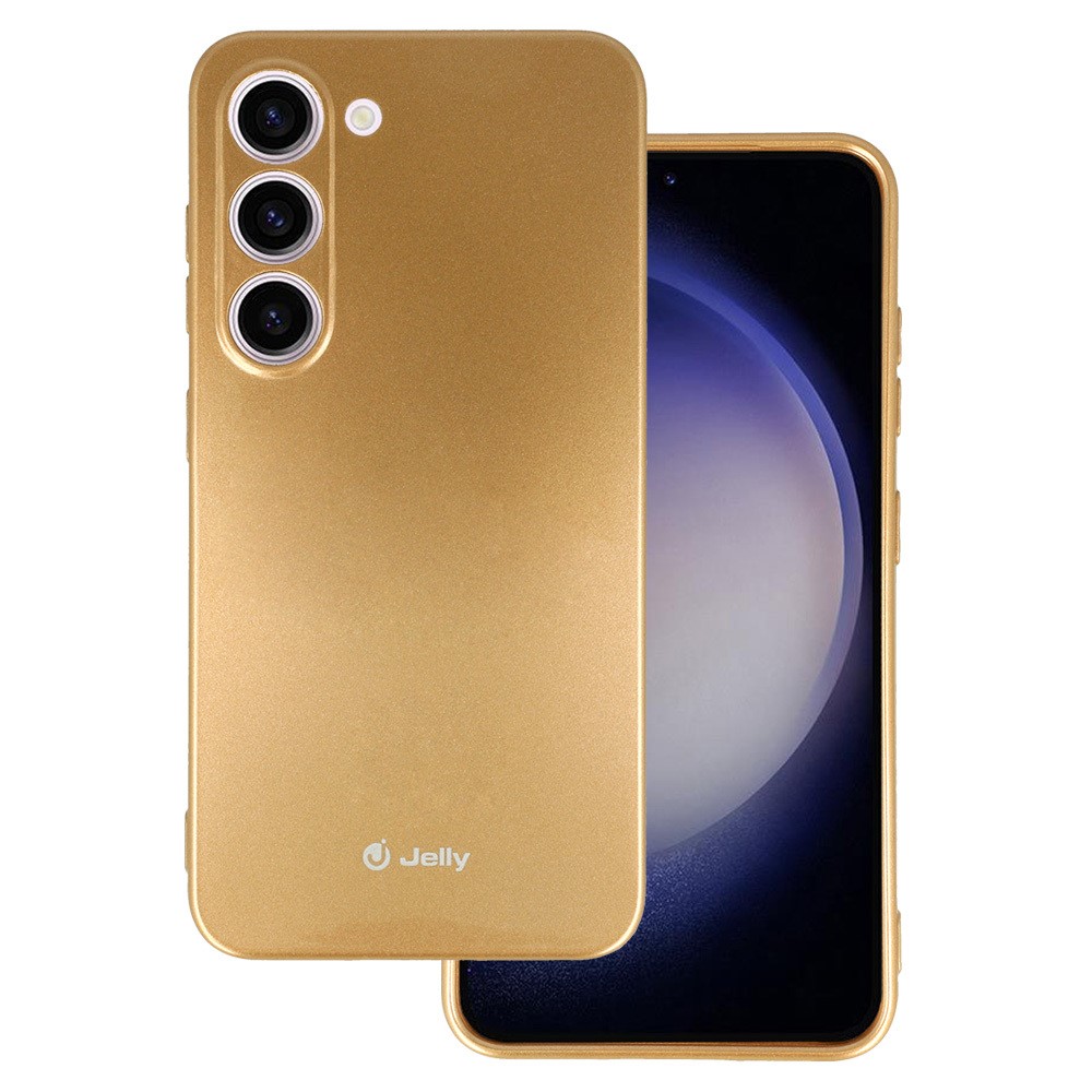 SKLO + PUZDRO 2v1 pre Samsung Galaxy S23 Plus 5G - silikónové Jelly zlaté