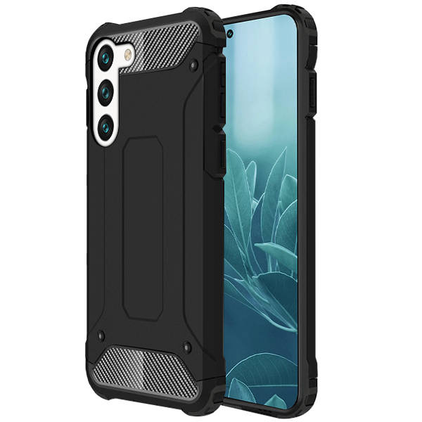 SKLO + PUZDRO 2v1 pre Samsung Galaxy S23 Plus 5G - Tvrdené HYBRID Armor čierne