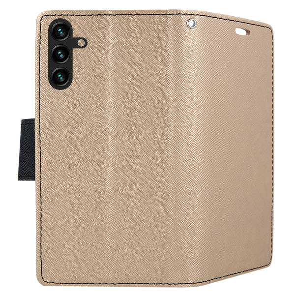 9D SKLO + PUZDRO 2v1 pre Samsung Galaxy A54 5G - Knižkové FANCY zlato čierne
