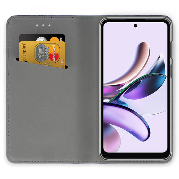 9D SKLO + PUZDRO pre Motorola Moto G23 / G13 - Knižkové puzdro MAGNETIC modré