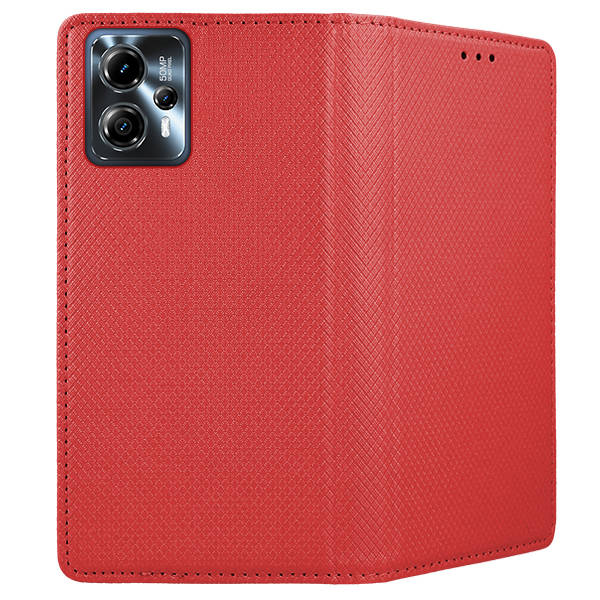 9D SKLO + PUZDRO pre Motorola Moto G23 / G13 - Knižkové puzdro MAGNET červené