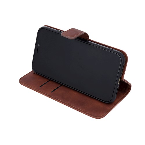 SKLO + PUZDRO 2v1 pre Xiaomi Redmi 12C - Knižkové puzdro Velvet hnedé