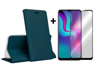 9D SKLO + PUZDRO 2v1 pre Realme C21Y / C25Y - Knižkové SMART MAGNETIC zelené