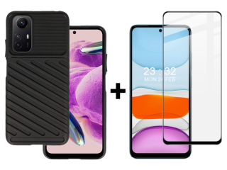 SKLO + PUZDRO 2v1 pre Xiaomi Redmi Note 12S - THUNDER čierne