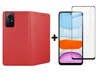 SKLO + PUZDRO 2v1 pre Xiaomi Redmi Note 12S - Knižkové SMART MAGNET červené
