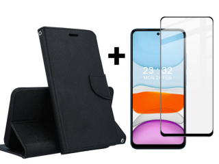 SKLO + PUZDRO 2v1 pre Xiaomi Redmi Note 12S - Knižkové SMART FANCY čierne