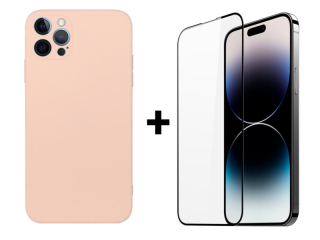 SKLO + PUZDRO 2v1 pre iPhone 15 Pro Max - Silikónové ružové