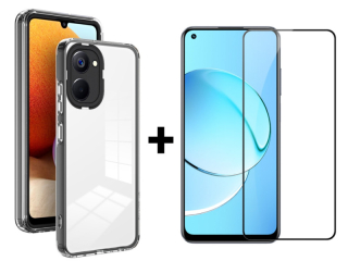 SKLO + PUZDRO 2v1 pre Realme 10 - Tvrdené TPU FRAME čierne