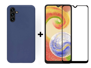 SKLO + PUZDRO 2v1 pre Samsung Galaxy A13 5G / A04s - Silikónové modré