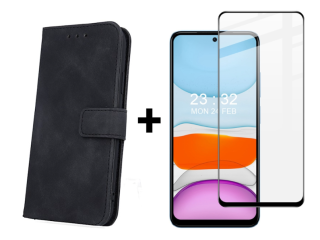 SKLO + PUZDRO 2v1 pre Xiaomi Redmi Note 12S - Knižkové VELVET čierne