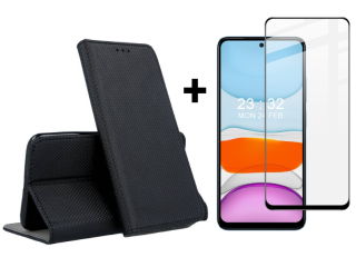 SKLO + PUZDRO 2v1 pre Xiaomi Redmi Note 12S - Knižkové SMART MAGNET čierne