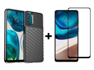 9D SKLO + PUZDRO 2v1 pre Motorola Moto G42 - Tvrdené Thunder čierne
