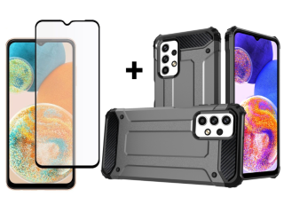 SKLO + PUZDRO 2v1 pre Samsung Galaxy A23 / A23 5G - HYBRID ARMOR sivé