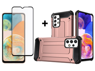 SKLO + PUZDRO 2v1 pre Samsung Galaxy A23 / A23 5G - HYBRID ARMOR ružové