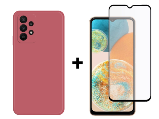 SKLO + PUZDRO 2v1 pre Samsung Galaxy A23 / A23 5G - Silikónové MATT červené