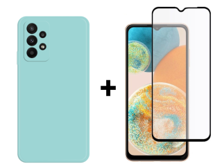 SKLO + PUZDRO 2v1 pre Samsung Galaxy A23 / A23 5G - Silikónové MATT mentolové