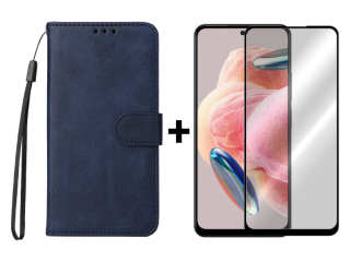 SKLO + PUZDRO 2v1 pre Xiaomi Redmi Note 12 - Knižkové SOLID modré