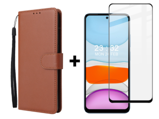 SKLO + PUZDRO 2v1 pre Xiaomi Redmi Note 12S - Knižkové SOLID hnedé