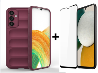 SKLO + PUZDRO 2v1 pre Samsung Galaxy A34 5G - MAGIC SHIELD bordové
