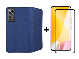 SKLO + PUZDRO 2v1 pre Xiaomi 12 Lite - Knižkové Magnet modré