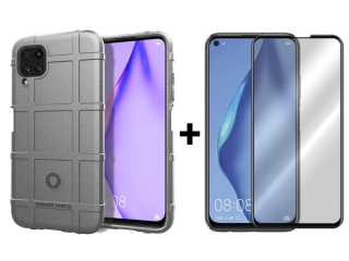 SKLO + PUZDRO 2v1 pre HUAWEI P40 Lite - Tvrdené COVERAGE sivé