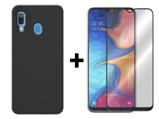 SKLO + KRYT 2v1 pre Samsung Galaxy A20e - Silikónový Zadný kryt MATT čierny