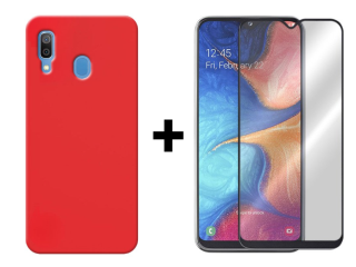 SKLO + KRYT 2v1 pre Samsung Galaxy A20e - Silikónový Zadný kryt MATT červený