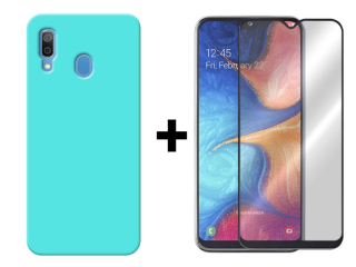 SKLO + KRYT 2v1 pre Samsung Galaxy A20e - Silikónový Zadný kryt MATT mentolový
